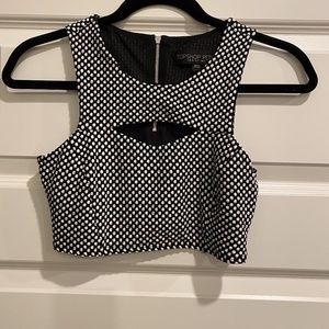 Topshop Polka Dot Cropped Top Petite Size US 2